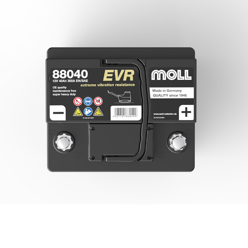 MOLL 88040  EVR - Rüttelfeste Starterbatterie "MADE IN GERMANY" 12V 40Ah(20h) 300A(EN)