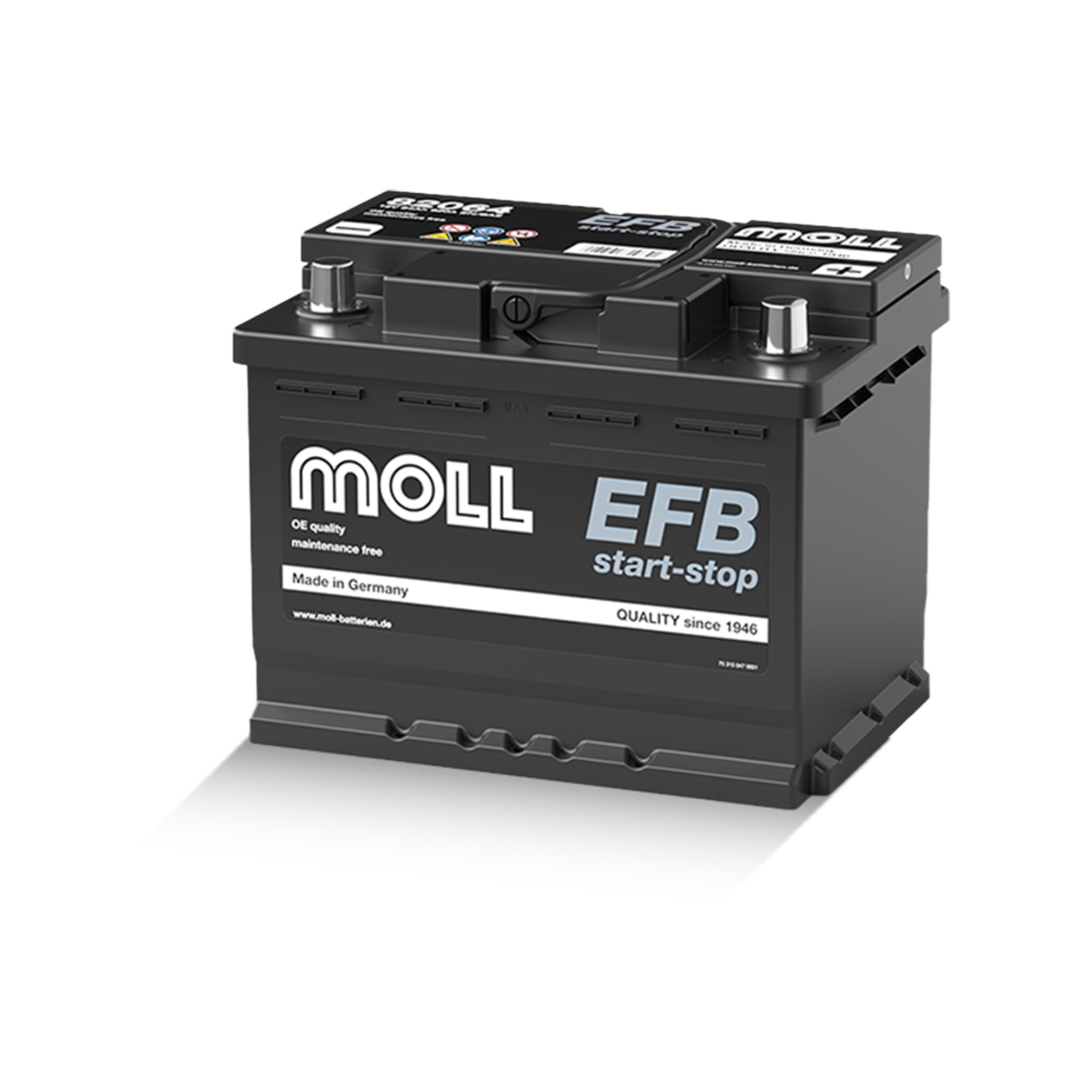 MOLL 82064  EFB start-stop "MADE IN GERMANY" Starterbatterie  12V 64Ah(20h) 620A(EN)