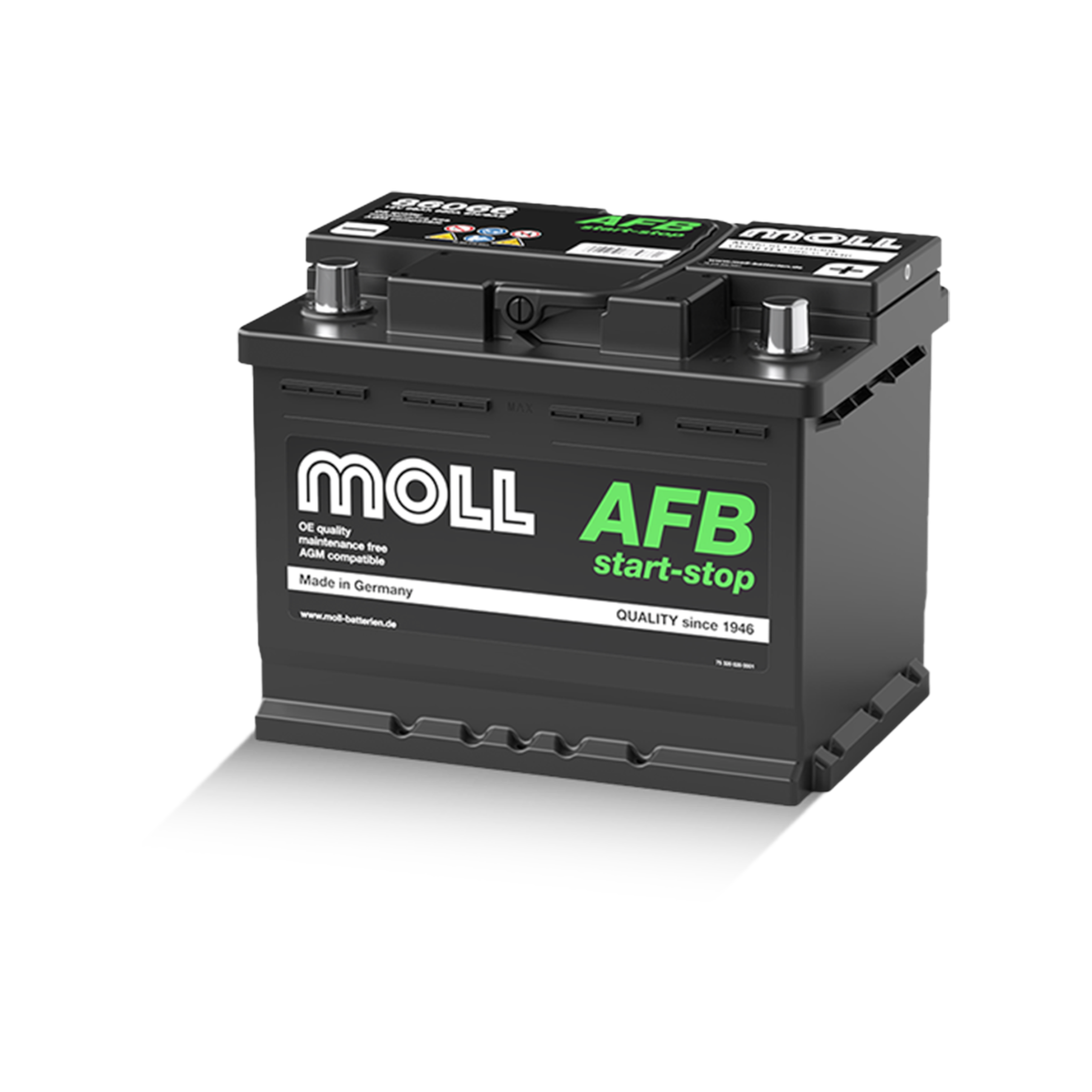 MOLL 86066  AFB start-stop "MADE IN GERMANY" Starterbatterie  12V 66Ah(20h) 640A(EN)