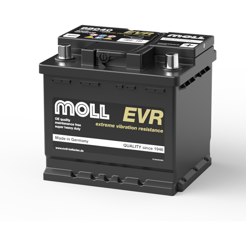 MOLL 88040  EVR - Rüttelfeste Starterbatterie "MADE IN GERMANY" 12V 40Ah(20h) 300A(EN)