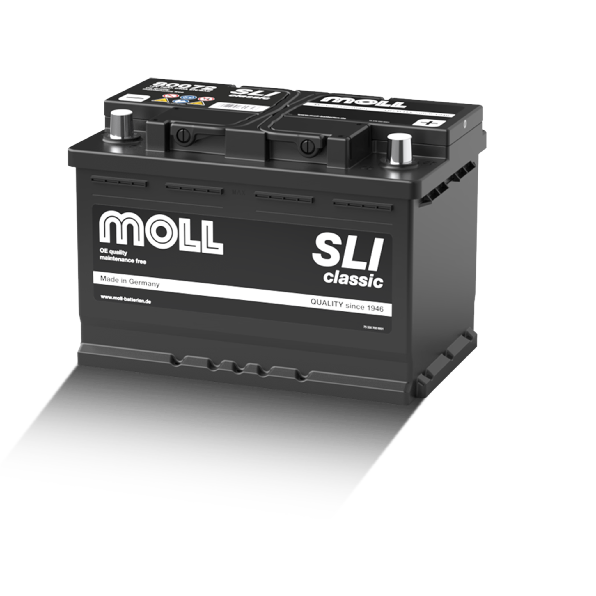 MOLL 80072 SLI classic  "MADE IN GERMANY" Starterbatterie  12V 72Ah(20h) 640A(EN)