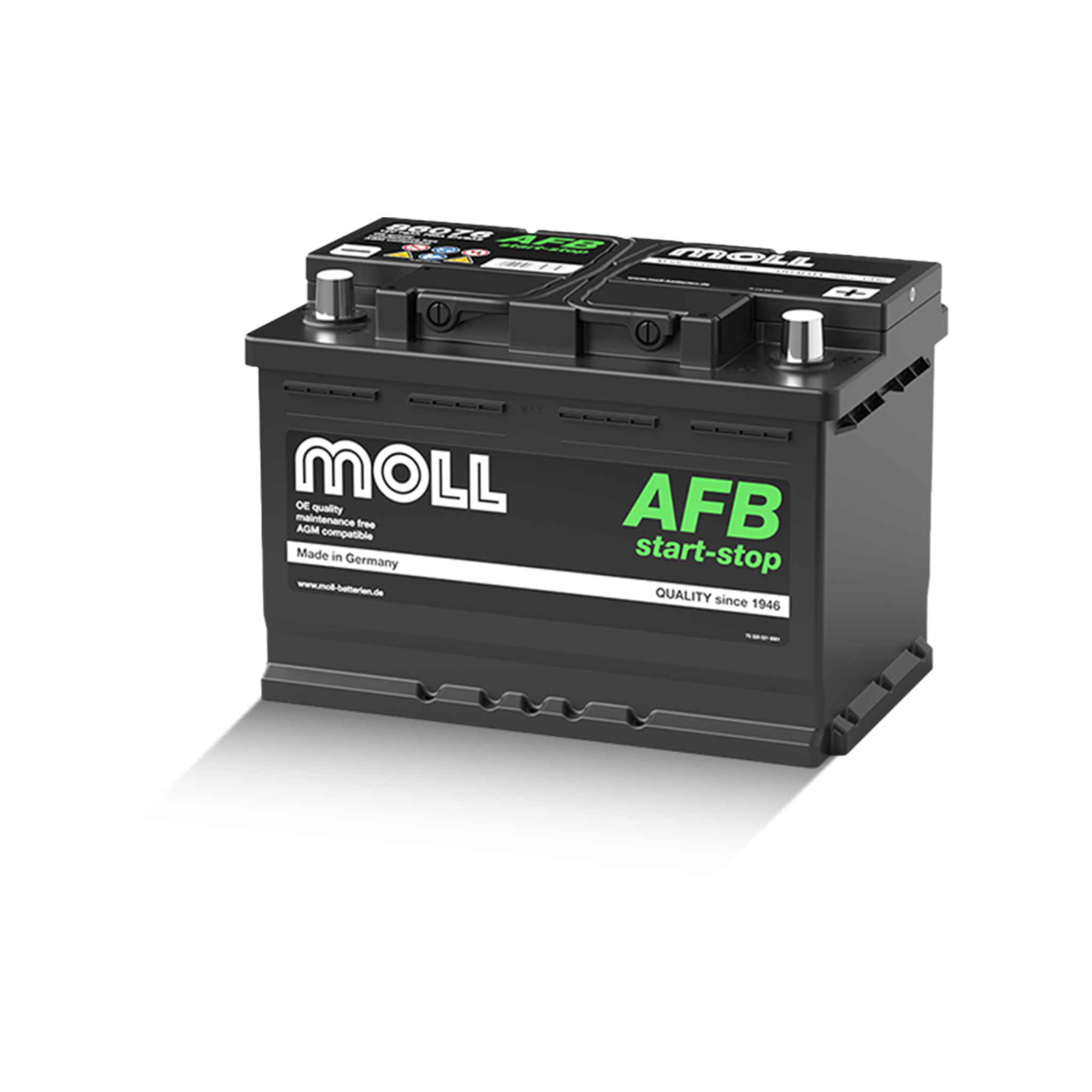 MOLL 86076  AFB start-stop "MADE IN GERMANY" Starterbatterie  12V 76Ah(20h) 760A(EN)